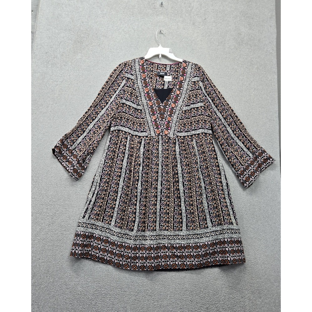 Maeve By Anthropologie Women Dress L Pink Naomi Embroidered Tunic Sequins Beaded